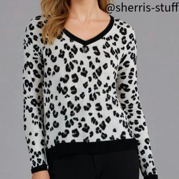 Rebecca Taylor Sweaters - Rebecca Taylor Leopard Print V-Neck Lightweight High Low Sweater Top Size XS